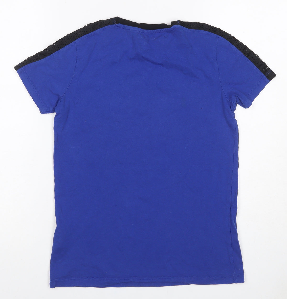 Guess Kids Boys Blue Black Logo Mesh Sleeve T-Shirt Age 12 Years Jersey