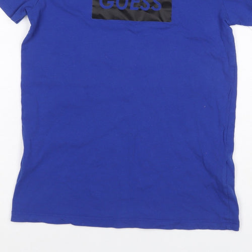Guess Kids Boys Blue Black Logo Mesh Sleeve T-Shirt Age 12 Years Jersey