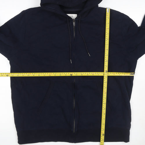 Marks & Spencer Mens Blue XL Full Zip Hooded Fleece Hoodie