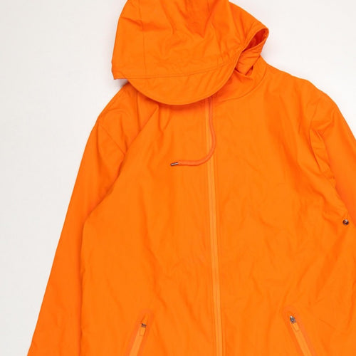 Rains Unisex Orange M Hooded Waterproof Rain Coat Jacket