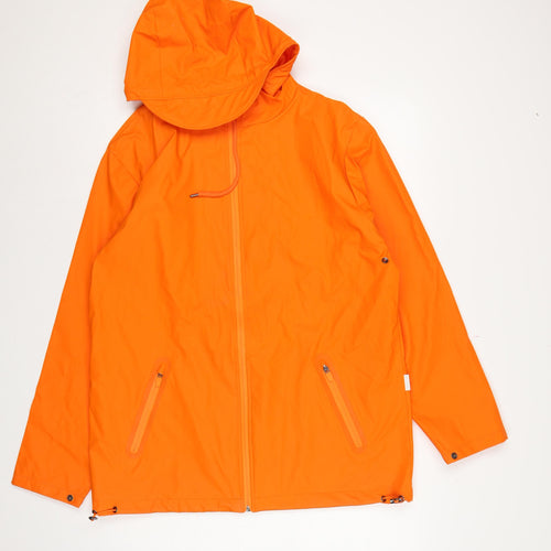 Rains Unisex Orange M Hooded Waterproof Rain Coat Jacket