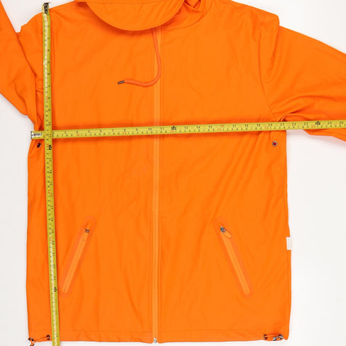 Rains Unisex Orange M Hooded Waterproof Rain Coat Jacket
