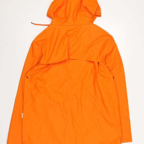 Rains Unisex Orange M Hooded Waterproof Rain Coat Jacket