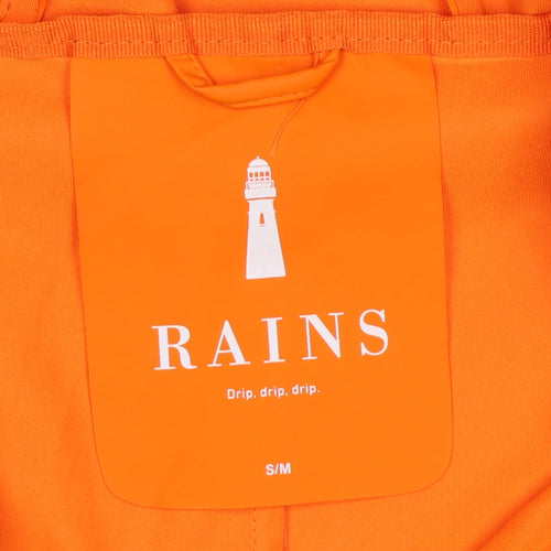 Rains Unisex Orange M Hooded Waterproof Rain Coat Jacket