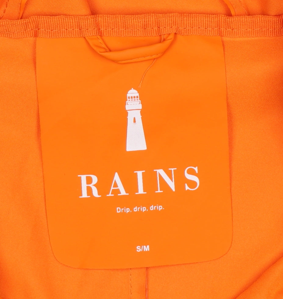 Rains Unisex Orange M Hooded Waterproof Rain Coat Jacket