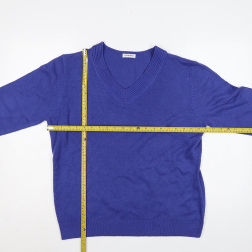 Damart Women Blue UK 20 V-Neck Long Sleeve Acrylic Knit Jumper