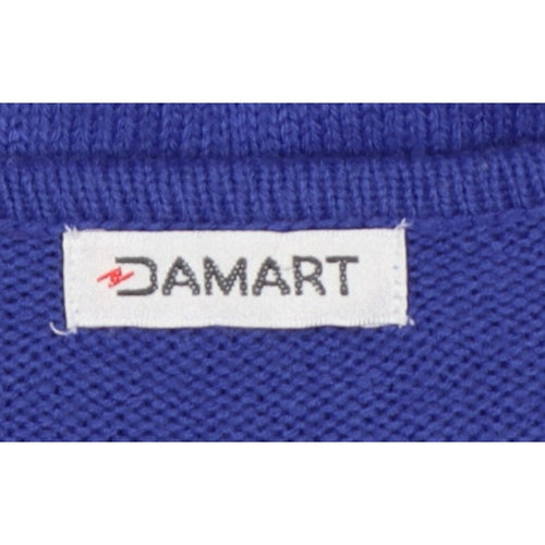 Damart Women Blue UK 20 V-Neck Long Sleeve Acrylic Knit Jumper