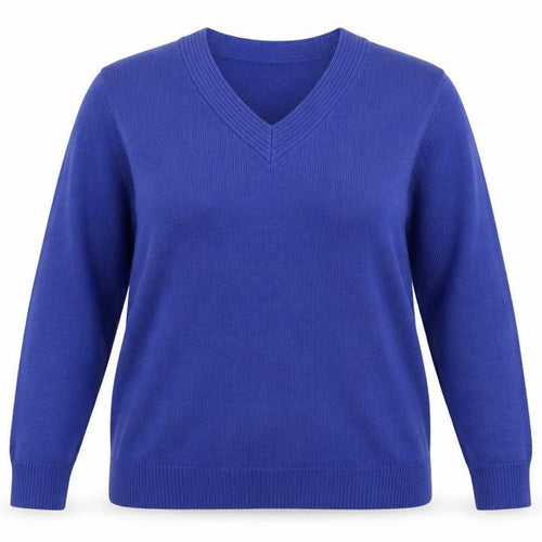 Damart Women Blue UK 20 V-Neck Long Sleeve Acrylic Knit Jumper