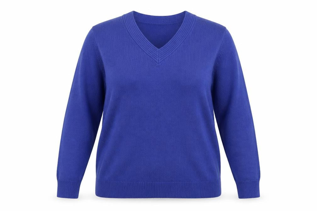Damart Women Blue UK 20 V-Neck Long Sleeve Acrylic Knit Jumper