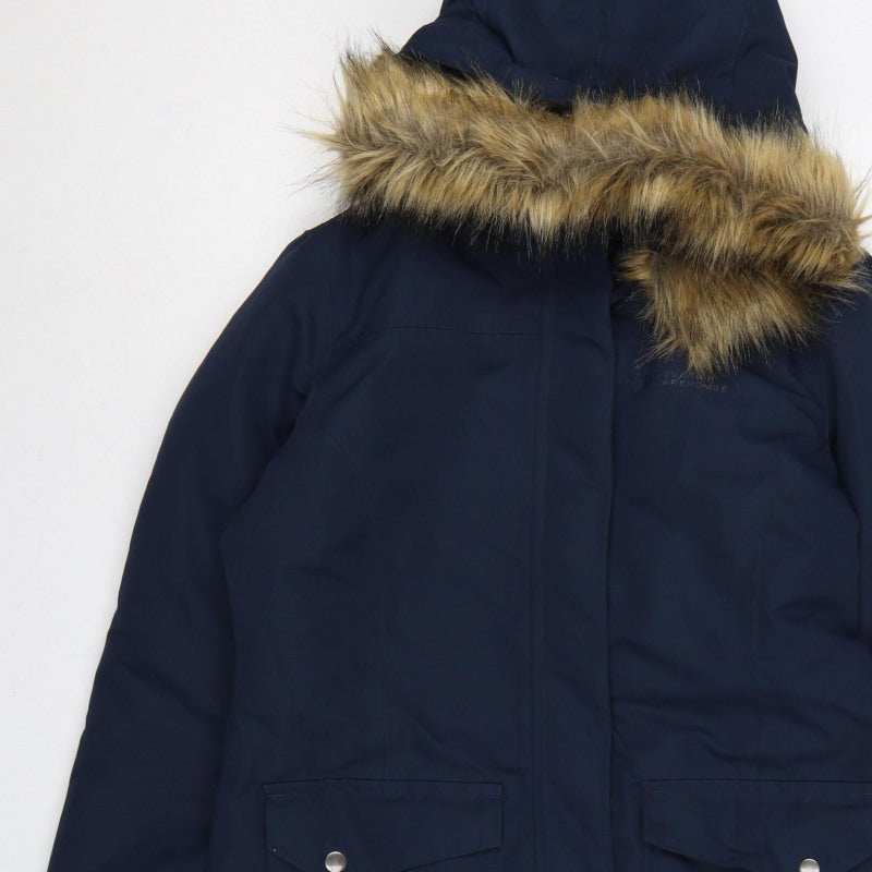 Mountain Warehouse Women’s Blue UK 10 Waterproof Faux Fur Trim Parka Coat