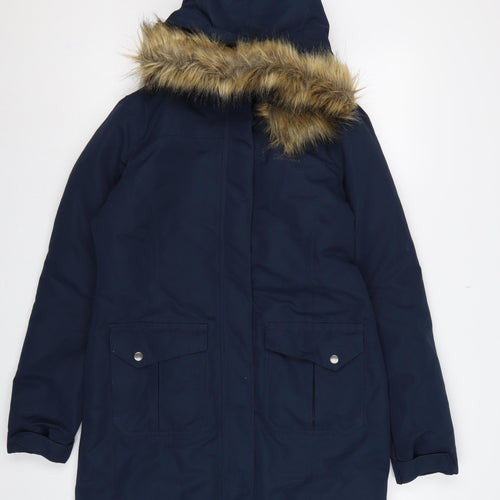 Mountain Warehouse Women’s Blue UK 10 Waterproof Faux Fur Trim Parka Coat