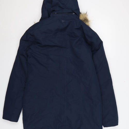 Mountain Warehouse Women’s Blue UK 10 Waterproof Faux Fur Trim Parka Coat