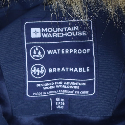 Mountain Warehouse Women’s Blue UK 10 Waterproof Faux Fur Trim Parka Coat