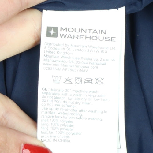 Mountain Warehouse Women’s Blue UK 10 Waterproof Faux Fur Trim Parka Coat