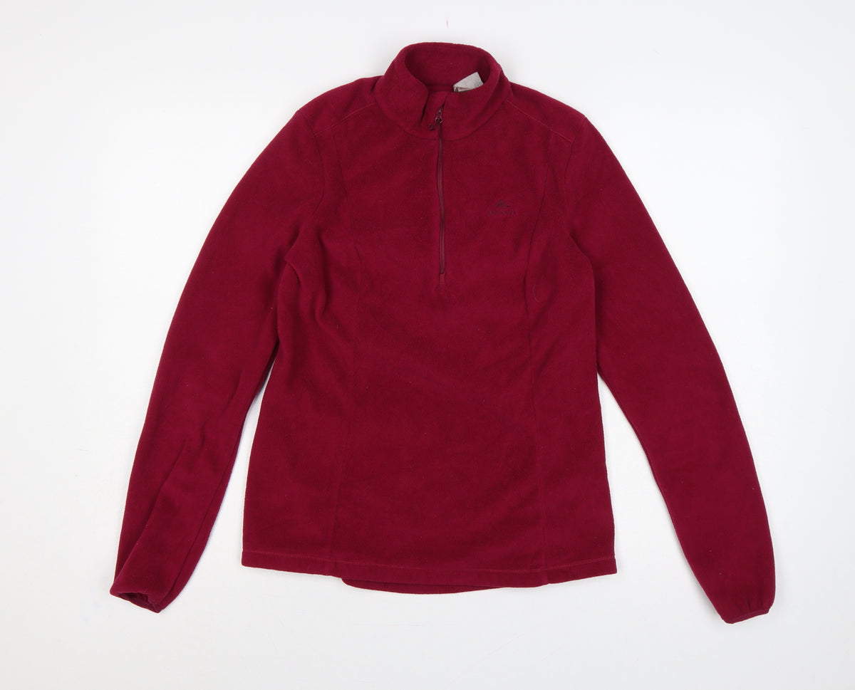Decathlon Quechua Women’s Red M 1/2 Zip Fleece Pullover Sweatshirt