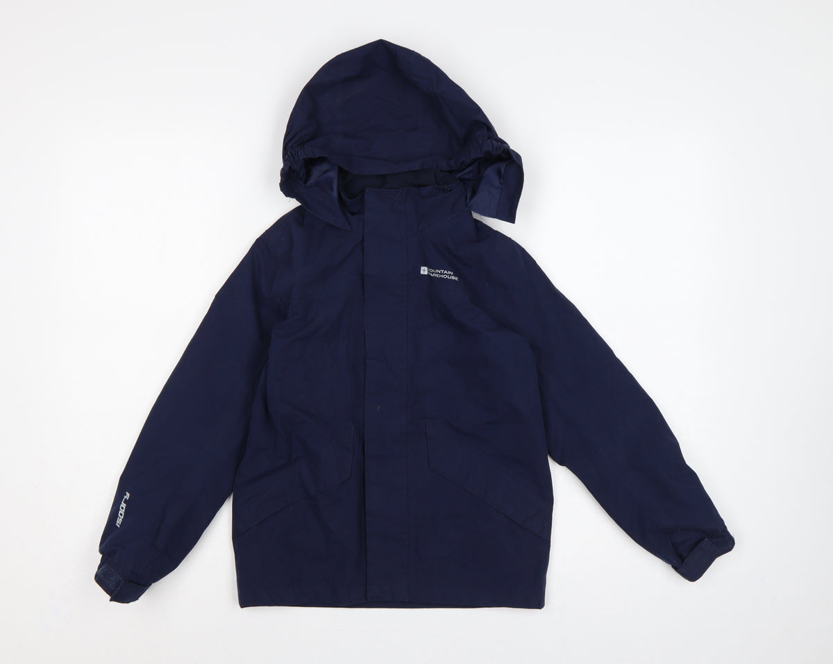 Mountain Warehouse Boys Blue 7-8 Years Waterproof Hooded Parka Jacket