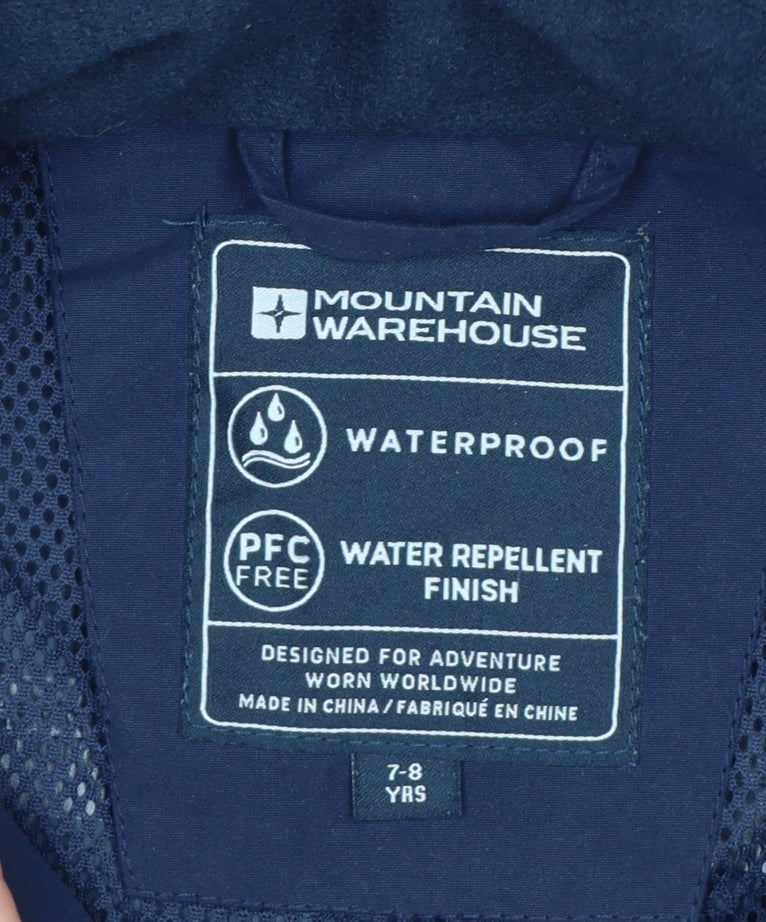 Mountain Warehouse Boys Blue 7-8 Years Waterproof Hooded Parka Jacket