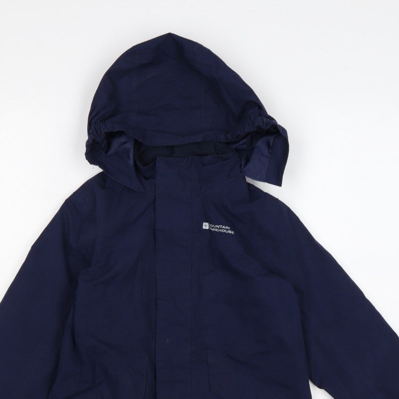 Mountain Warehouse Boys Blue 7-8 Years Waterproof Hooded Parka Jacket