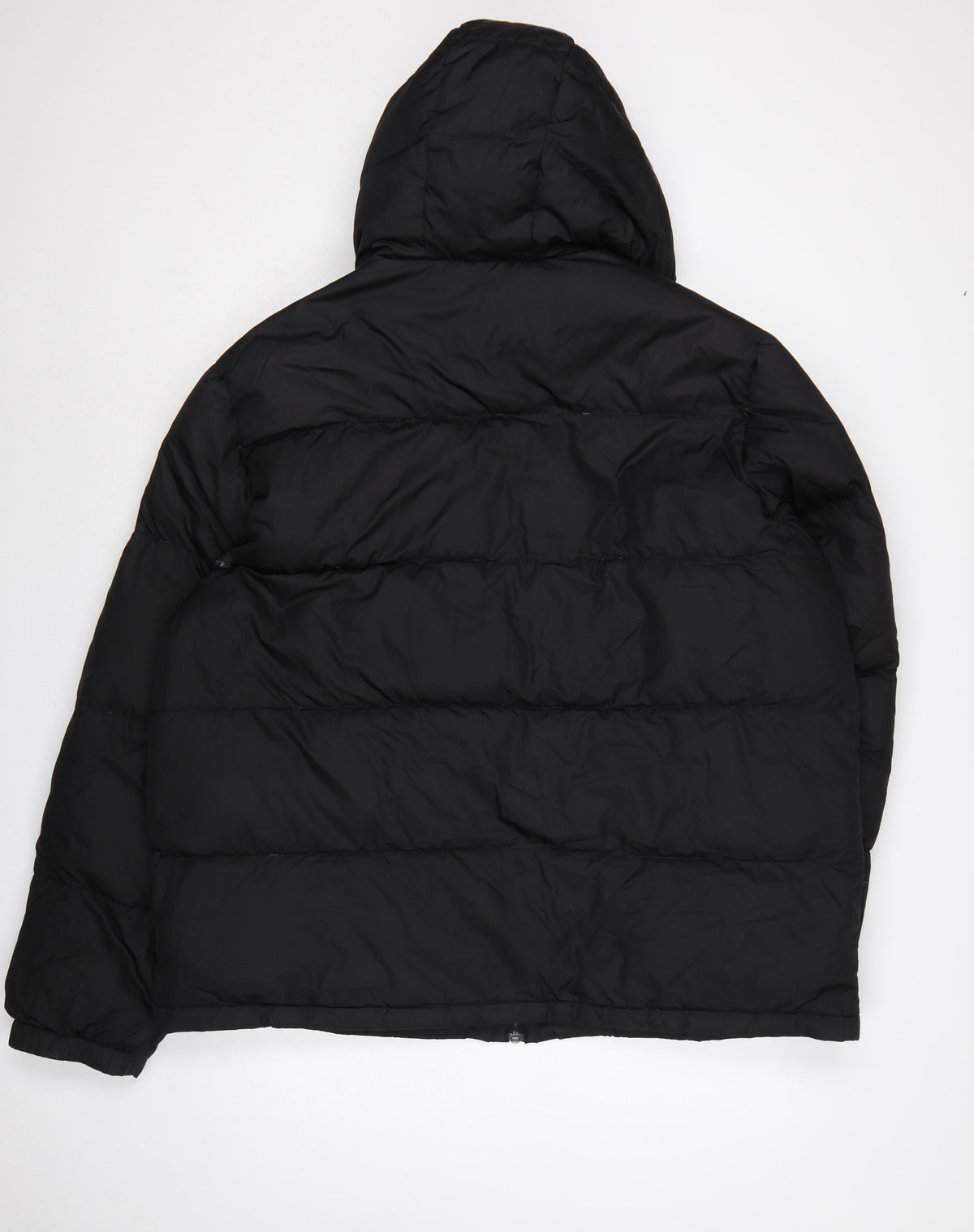 Brand and care label for Lands' End Women Black XL Hooded Down Puffer Jacket Quilted