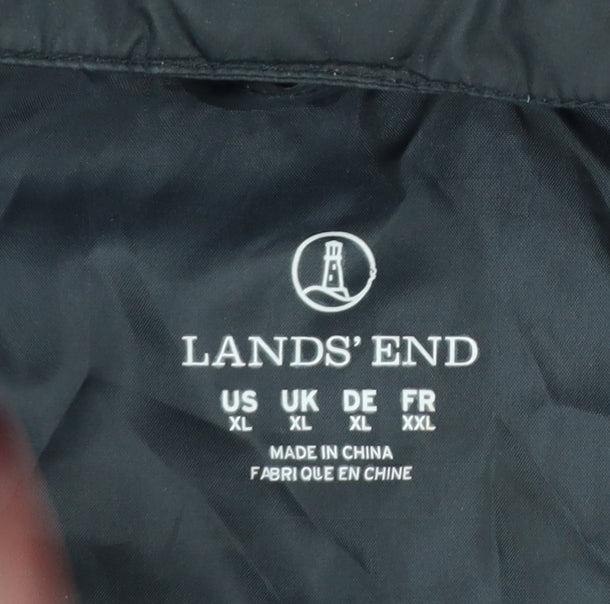 Additional view of Lands' End Women Black XL Hooded Down Puffer Jacket Quilted
