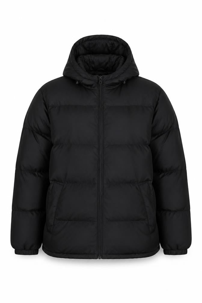 Front view of Lands' End Women Black XL Hooded Down Puffer Jacket Quilted