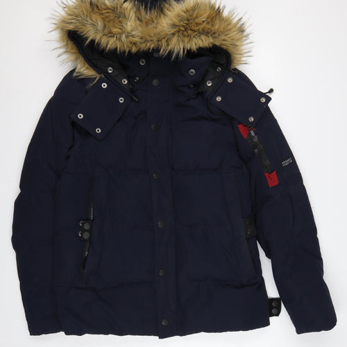 Superdry Men’s Navy M Premium 9010 Down Fur Hood Parka Jacket