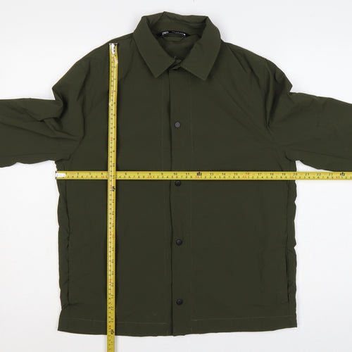 Zara Men's Khaki Green M Basic Jacket Lightweight Snap Fasten