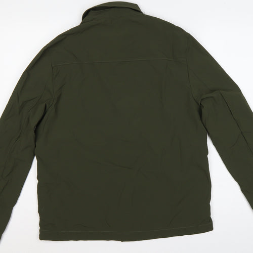 Zara Men's Khaki Green M Basic Jacket Lightweight Snap Fasten