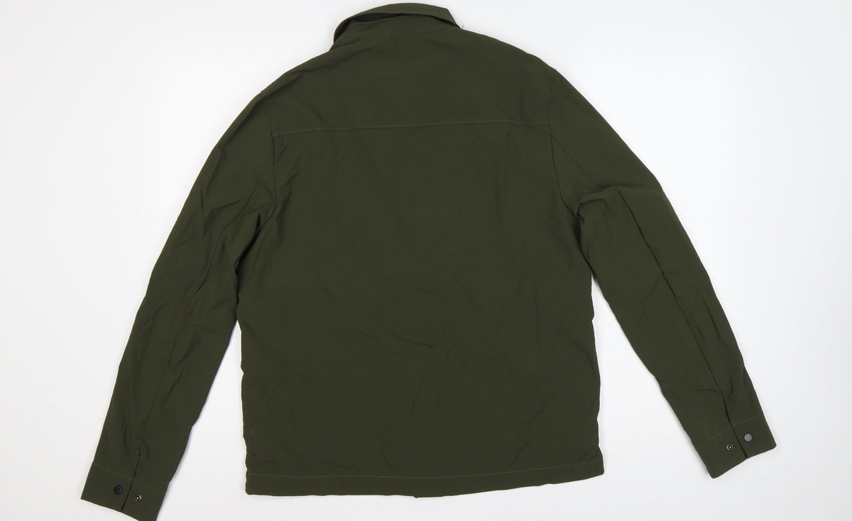 Zara Men's Khaki Green M Basic Jacket Lightweight Snap Fasten