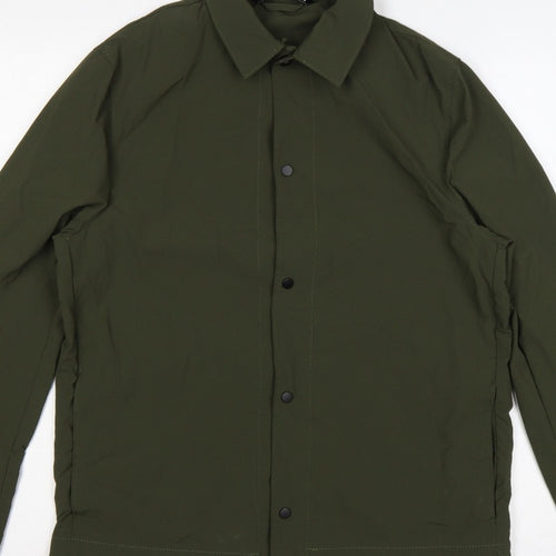 Zara Men's Khaki Green M Basic Jacket Lightweight Snap Fasten