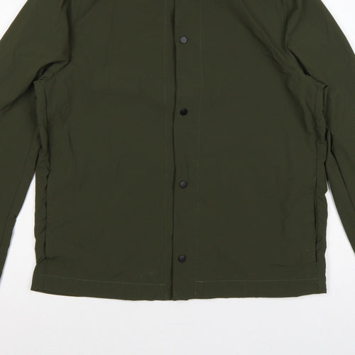 Zara Men's Khaki Green M Basic Jacket Lightweight Snap Fasten
