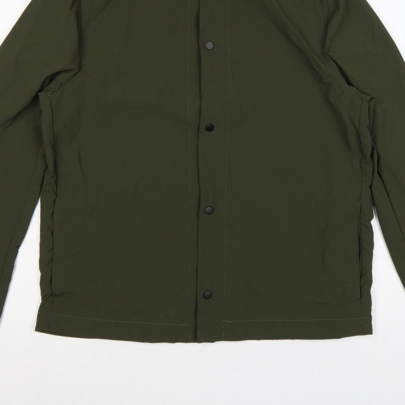Zara Men's Khaki Green M Basic Jacket Lightweight Snap Fasten