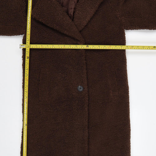 New Look Women Brown UK 6 Petite Teddy Borg Long Overcoat