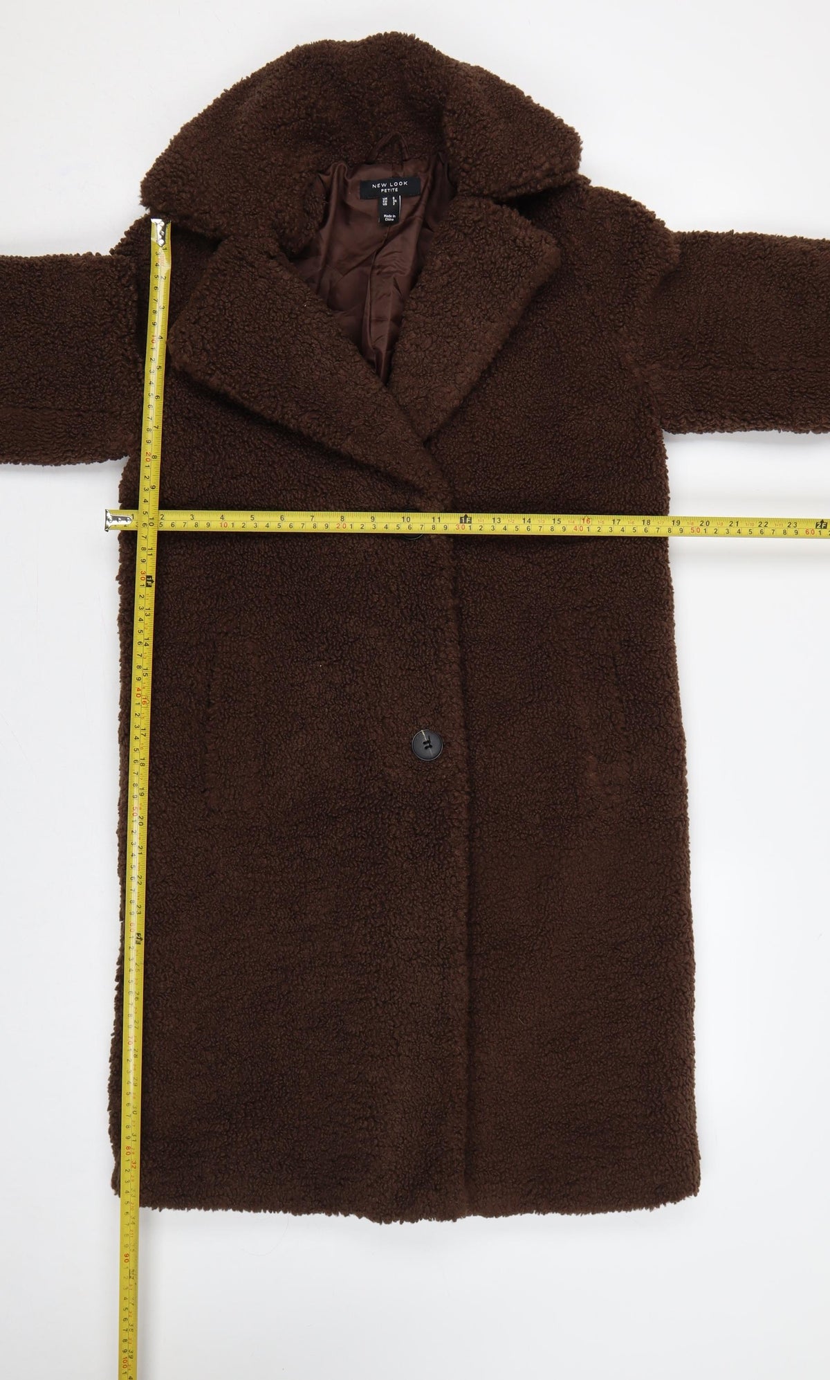 New Look Women Brown UK 6 Petite Teddy Borg Long Overcoat