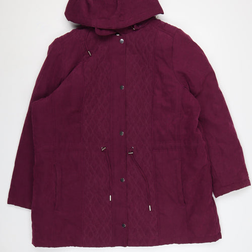 Bonmarché Women’s Purple Size 22 Hooded Parka Coat Insulated Mid-Length