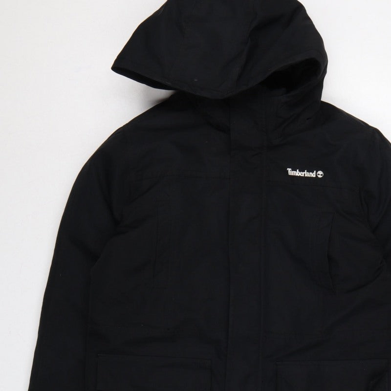 Timberland Teens Black XS Hooded Parka Coat Insulated Logo
