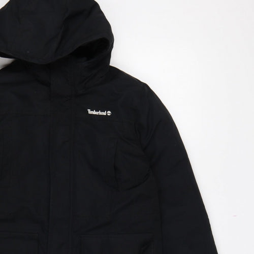 Timberland Teens Black XS Hooded Parka Coat Insulated Logo