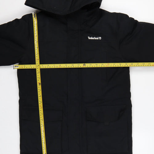 Timberland Teens Black XS Hooded Parka Coat Insulated Logo
