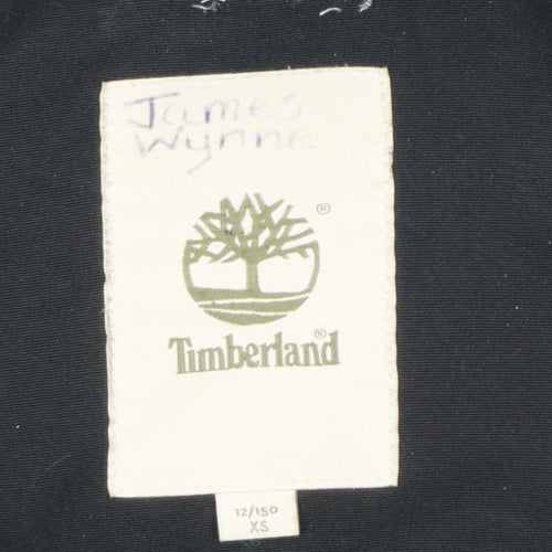 Timberland Teens Black XS Hooded Parka Coat Insulated Logo