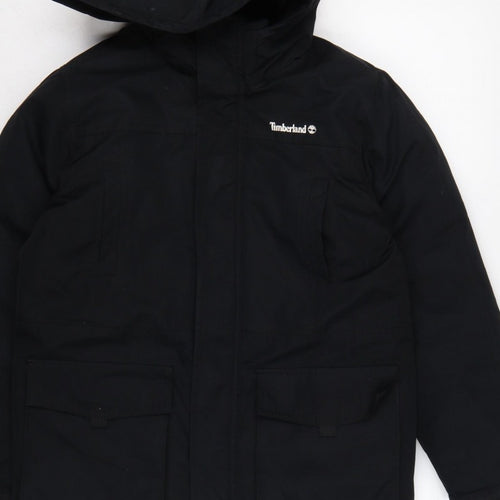 Timberland Teens Black XS Hooded Parka Coat Insulated Logo