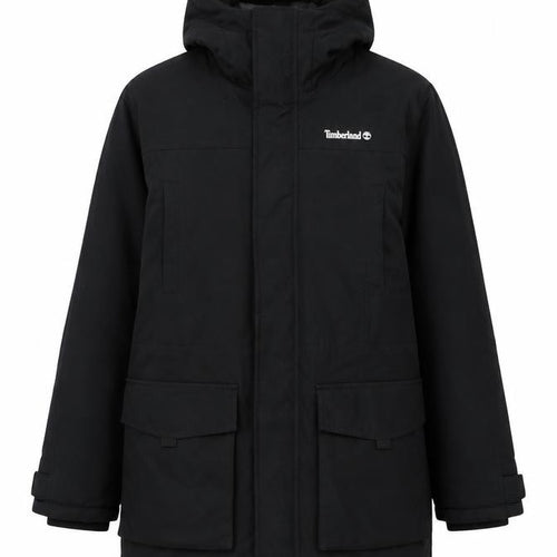 Timberland Teens Black XS Hooded Parka Coat Insulated Logo