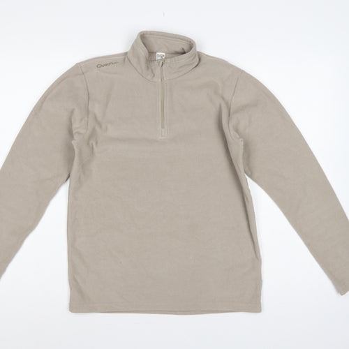 Quechua Boys Beige 14 Years Fleece 1/4 Zip High Neck Sweatshirt