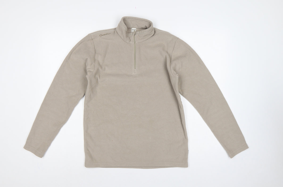 Quechua Boys Beige 14 Years Fleece 1/4 Zip High Neck Sweatshirt