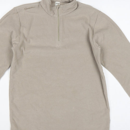 Quechua Boys Beige 14 Years Fleece 1/4 Zip High Neck Sweatshirt