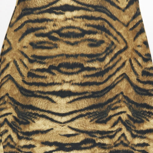 River Island Women Brown Tiger Print Bodycon Knee Length Dress UK 12