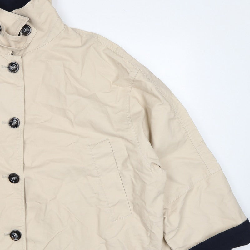 Next Women’s Beige Petite XL Short Button Jacket Collared Pockets