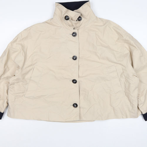 Next Women’s Beige Petite XL Short Button Jacket Collared Pockets