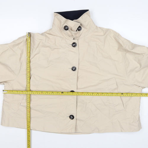 Next Women’s Beige Petite XL Short Button Jacket Collared Pockets