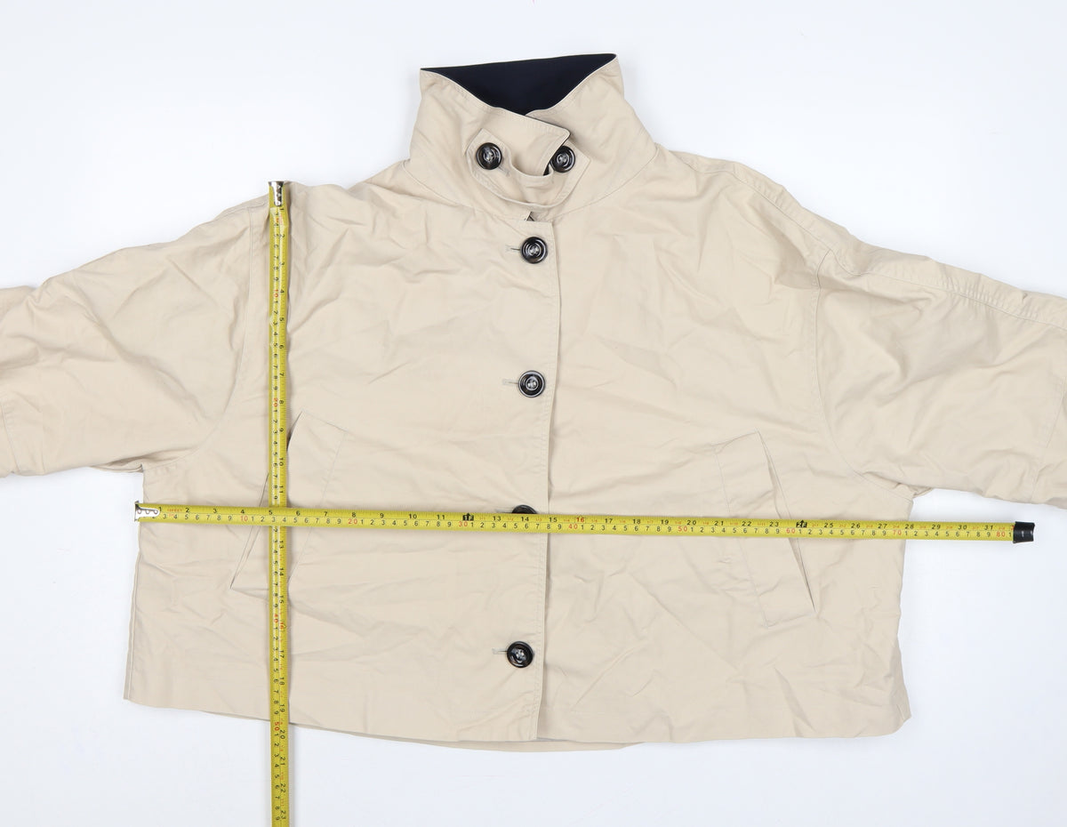 Next Women’s Beige Petite XL Short Button Jacket Collared Pockets