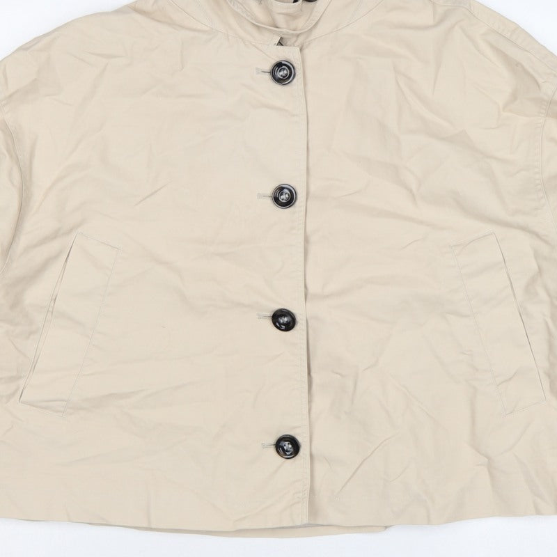 Next Women’s Beige Petite XL Short Button Jacket Collared Pockets